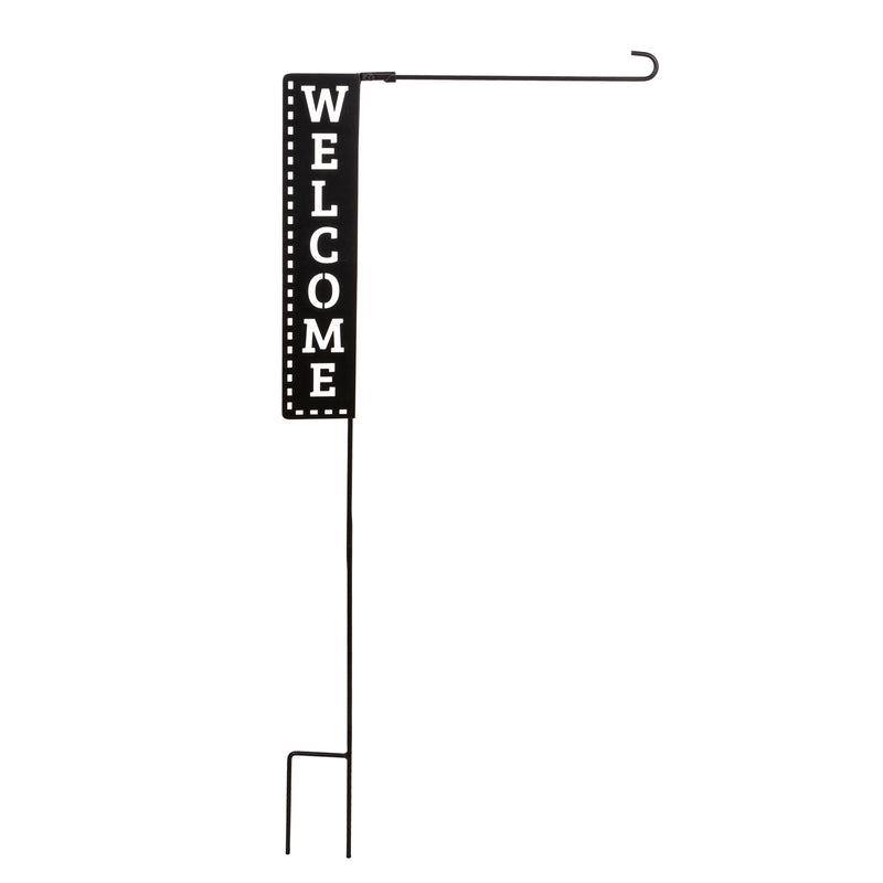 Evergreen Flag hardware,Welcome Laser Cut Garden Flag Stand,45x0.5x22 Inches