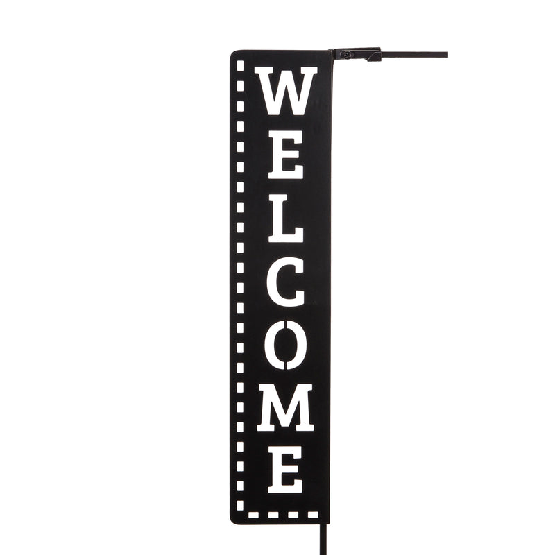 Evergreen Flag hardware,Welcome Laser Cut Garden Flag Stand,45x0.5x22 Inches