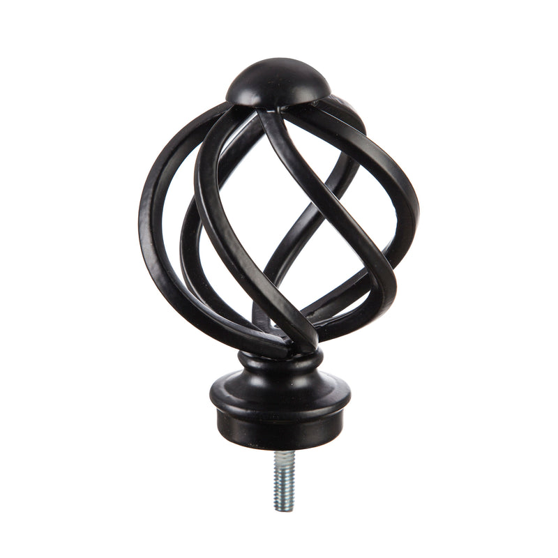 Evergreen Flag hardware,Round Swirl Interchangeable Finial, Black,4.25x3x3 Inches