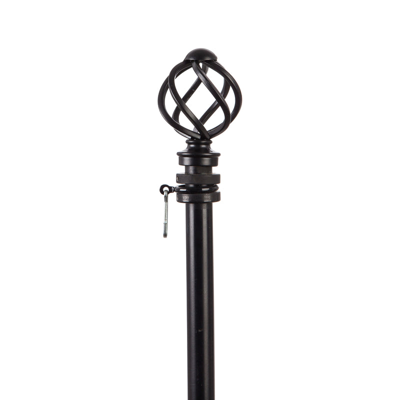 Evergreen Flag hardware,Round Swirl Interchangeable Finial, Black,4.25x3x3 Inches