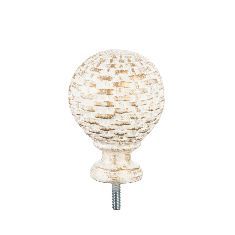 Evergreen Flag hardware,Basketweave Interchangeable Finial, Ivory,3.75x2x2 Inches