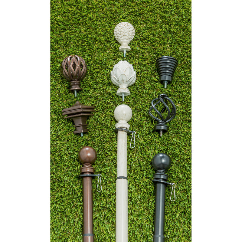 Evergreen Flag hardware,Basketweave Interchangeable Finial, Ivory,3.75x2x2 Inches