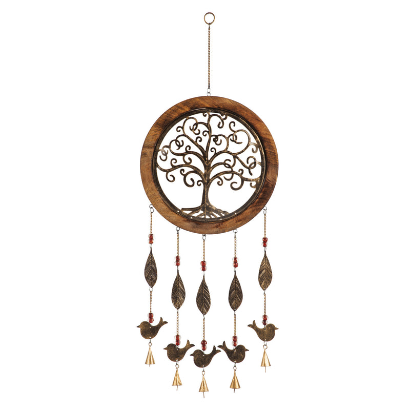 Evergreen Garden Accents,Wood and Metal Tree of Life Garden Bell,12x1x32 Inches