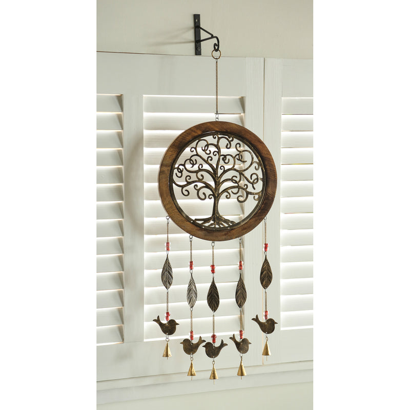 Evergreen Garden Accents,Wood and Metal Tree of Life Garden Bell,12x1x32 Inches