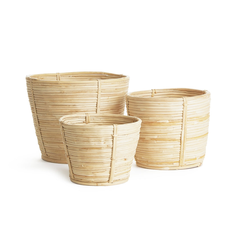 Napa Home Accents Collection-Cane Rattan Round Tapered Baskets, Set of 3