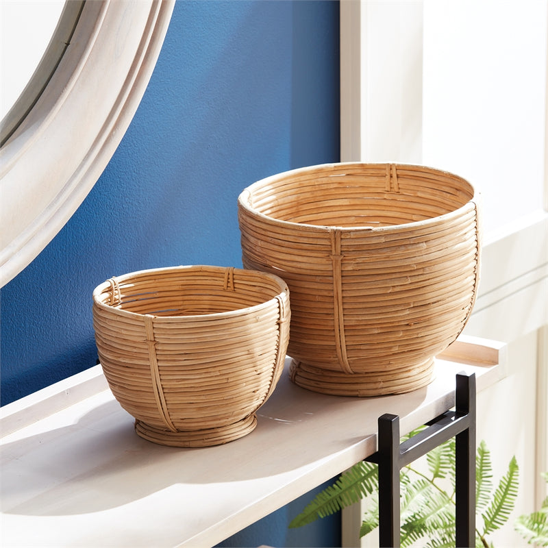 CANE RATTAN DECORTV FOOTED BOWLS ST/2