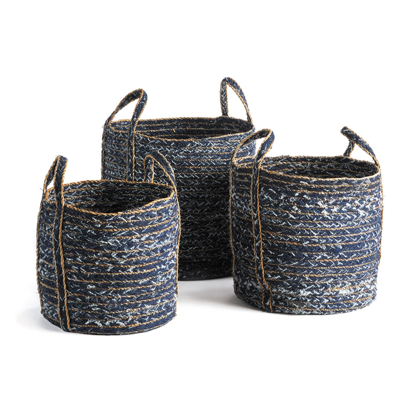 Napa Home Accents Collection-Denim Round Baskets , Set of 3
