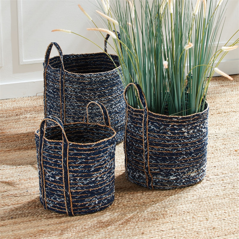 Napa Home Accents Collection-Denim Round Baskets , Set of 3