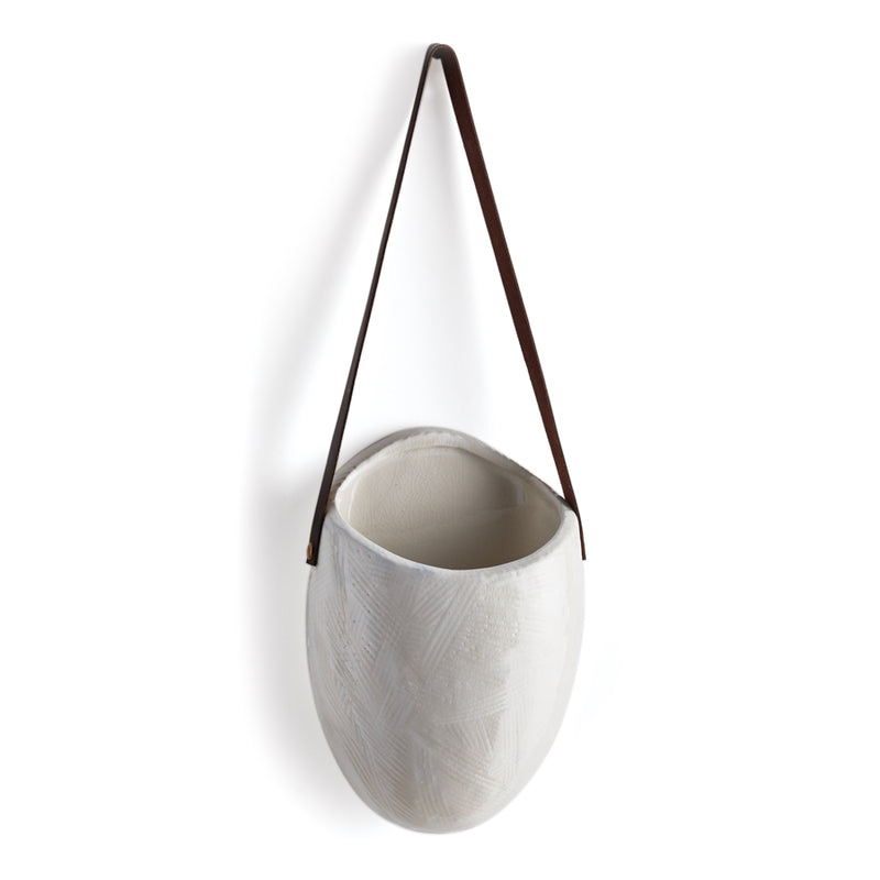 Afloral Large White Ceramic Hanging Wall Planter - 9" Tall x 6.75" Wide