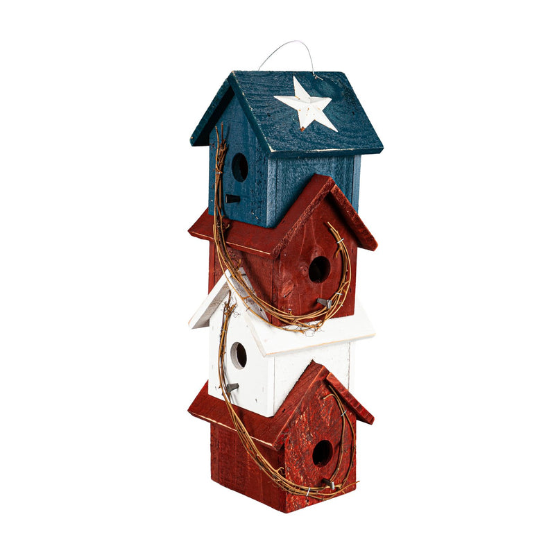 Evergreen Bird House,Piedmont Patriotic Bird House, 4 Stories,7.5x7.75x22.5 Inches