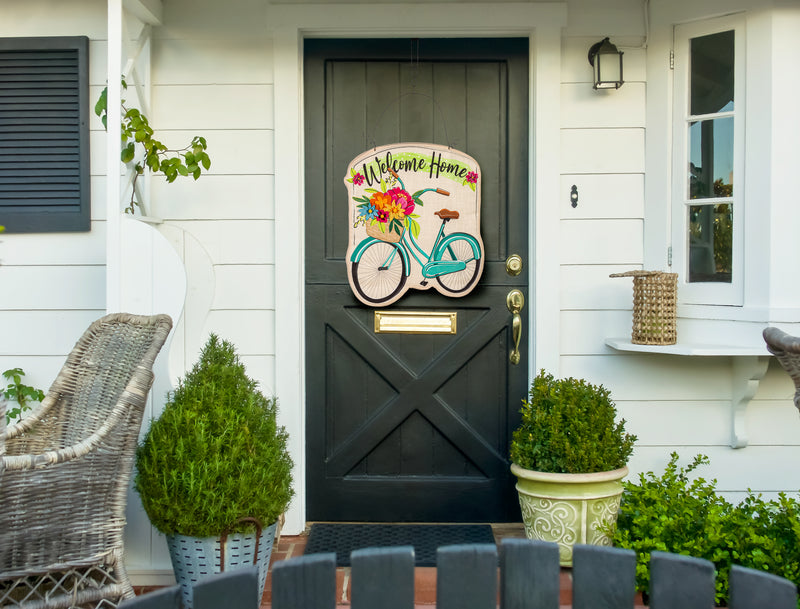 Evergreen Door Decor,Welcome Home Bicycle Estate Door Décor,20.5x1x25 Inches