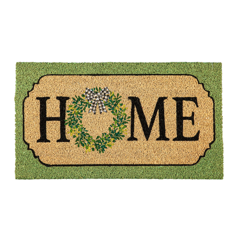 Evergreen Floormat,Farmhouse Home Wreath Coir Mat,28x0.56x16 Inches
