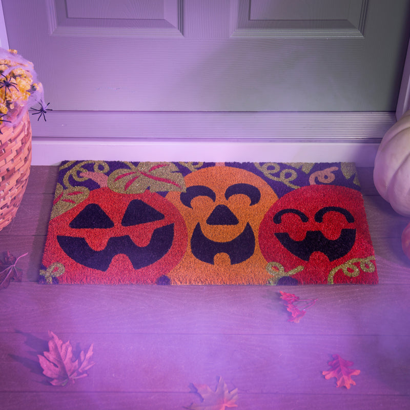 Evergreen Floormat,Halloween Icons with Glitter Embellishment Coir Mat,30x1x18 Inches