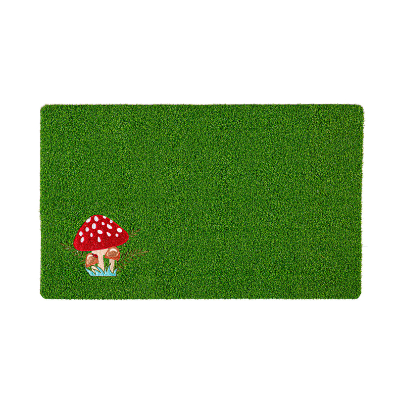 Evergreen Floormat,Mushroom Embroidered Grass Mat,0.4x30x18 Inches