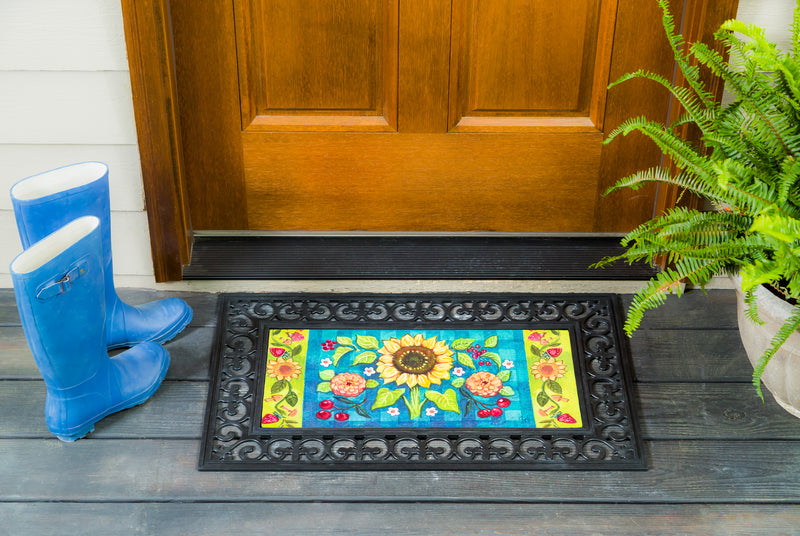 Evergreen Floormat,Folk Sunflower Sassafras Switch Mat,0.25x22x10 Inches
