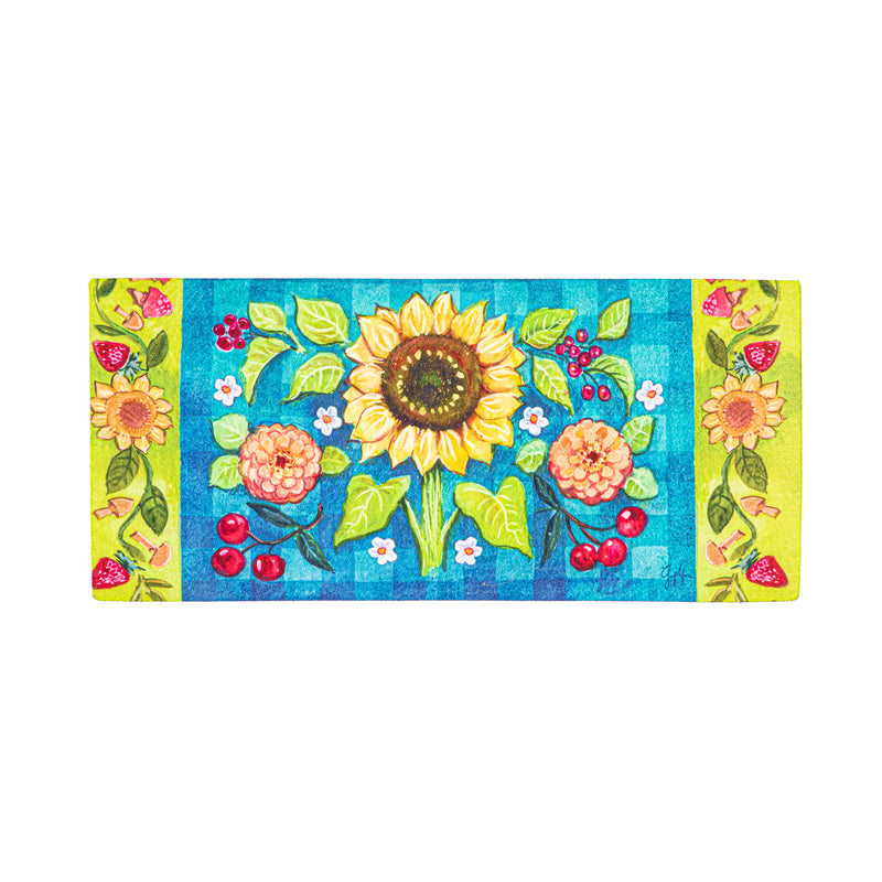 Evergreen Floormat,Folk Sunflower Sassafras Switch Mat,0.25x22x10 Inches