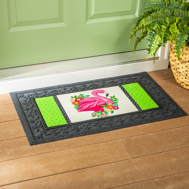 Evergreen Floormat,Floral Flamingo Welcome Sassafras Switch Mat,0.25x22x10 Inches