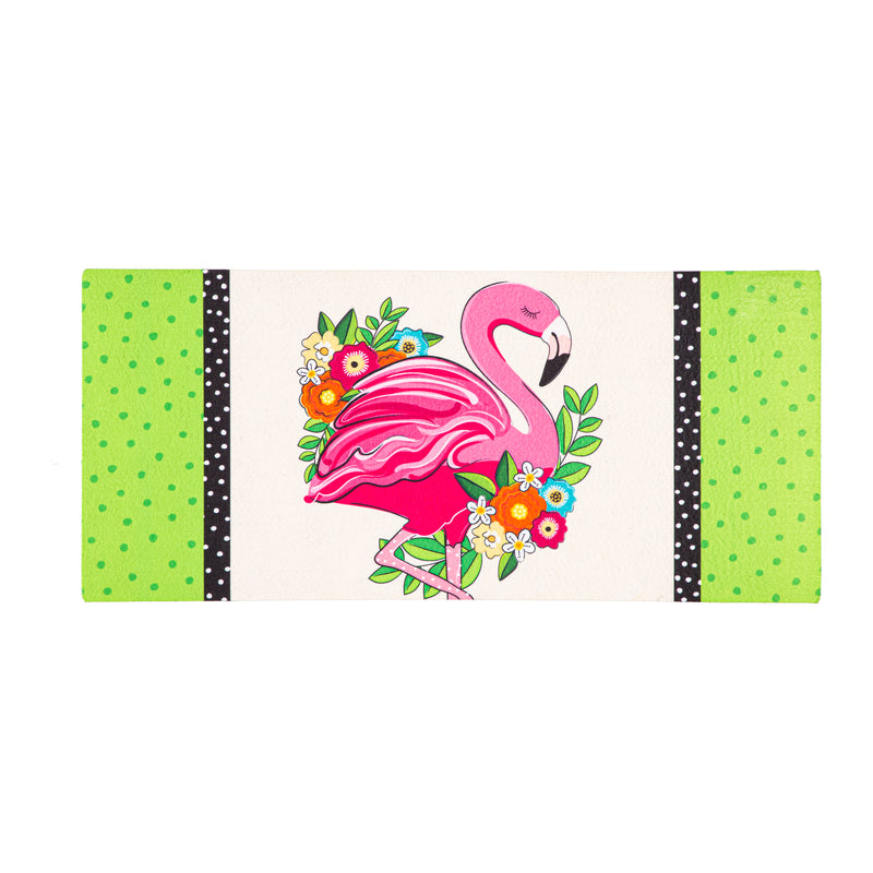 Evergreen Floormat,Floral Flamingo Welcome Sassafras Switch Mat,0.25x22x10 Inches