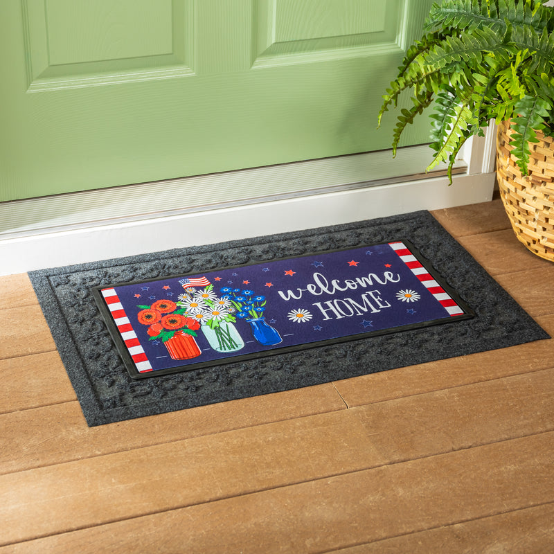 Evergreen Floormat,Patriotic Floral Sassafras Switch Mat,0.25x22x10 Inches