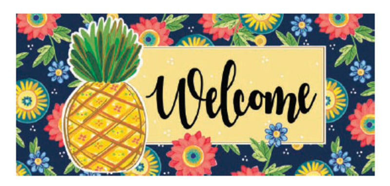Evergreen Floormat,Pineapple and Florals Sassafras Switch Mat,0.25x22x10 Inches