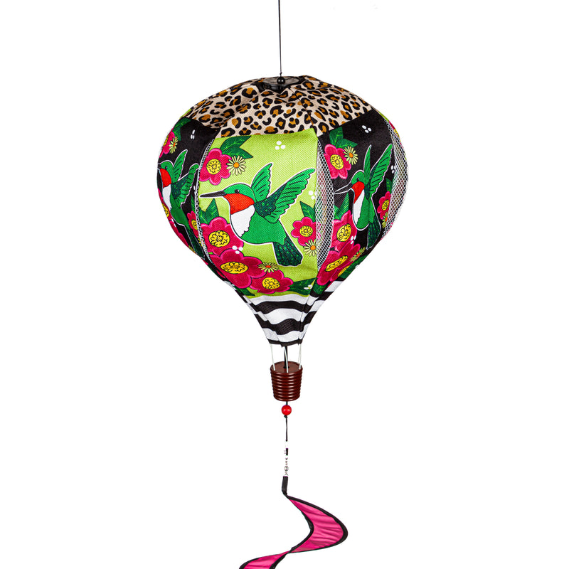 Evergreen Ballon Spinner,Spring Hummingbird Burlap Balloon Spinner,15x15x55 Inches