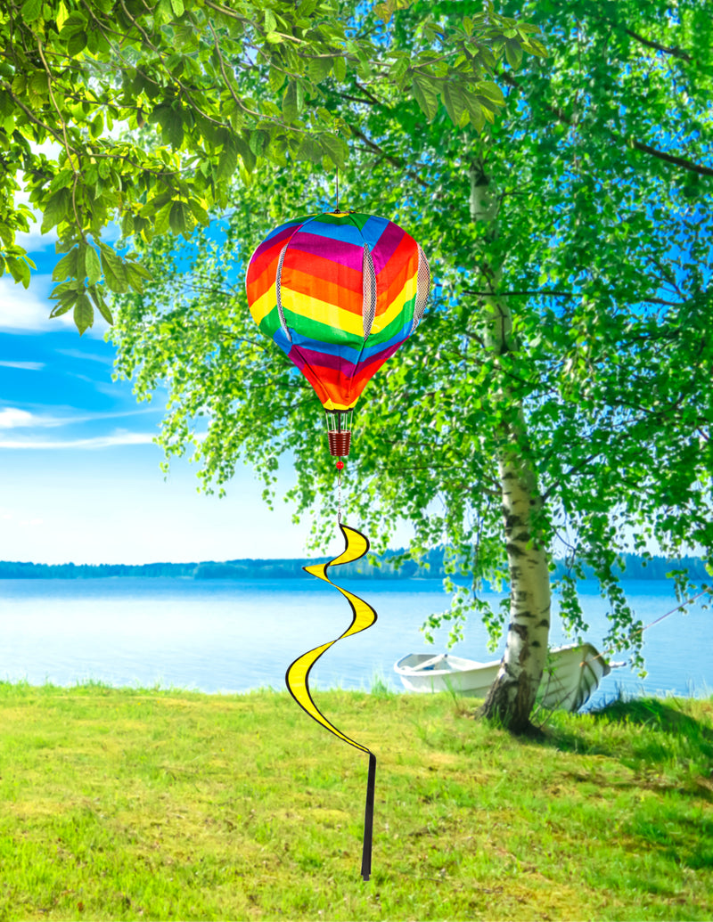 Evergreen Ballon Spinner,Rainbow Chevron Burlap Balloon Spinner,15x15x55 Inches