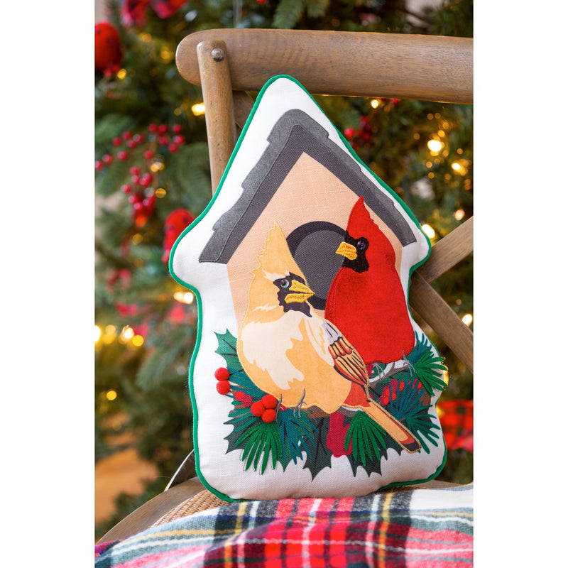 Cardinal Birdhouse Shaped Pillow