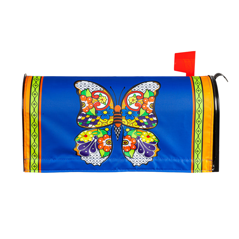 Evergreen Mailbox Cover,Talavera Butterfly Mailbox Cover,0.1x18x20.5 Inches