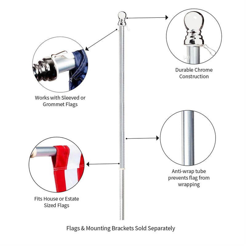 Chrome Finish Aluminum Pole w/ Anti Wrap Tube