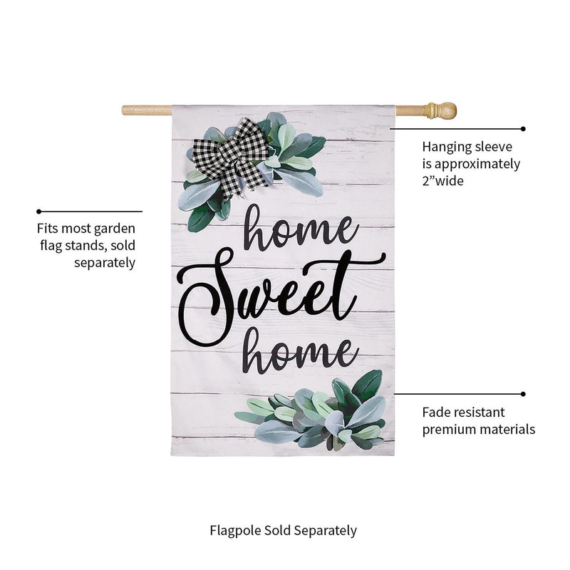 Home Sweet Home Eucalyptus House Burlap Flag