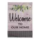 Wood Grain Welcome Burlap House Flag