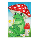 Frog Under Mushroom House Burlap Flag
