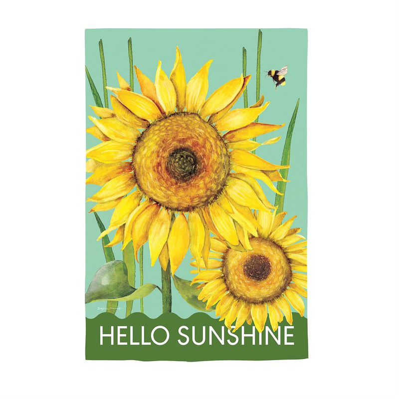 Hello Sunshine Burlap House Flag