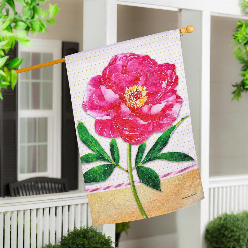 Floral Stems Burlap House Flag