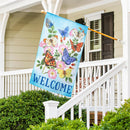 Butterfly's Fly Together Burlap House Flag