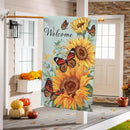 Butterfly Glow Burlap House Flag