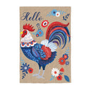 RWB Rooster Burlap House Flag