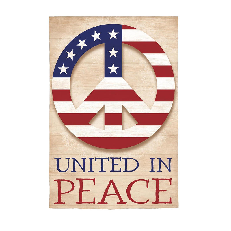 United In Peace Burlap House Flag