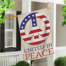 United In Peace Burlap House Flag