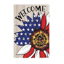 Patriotic Sunflower Burlap House Flag