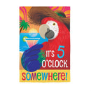 5 o Clock Parrot Burlap House Flag