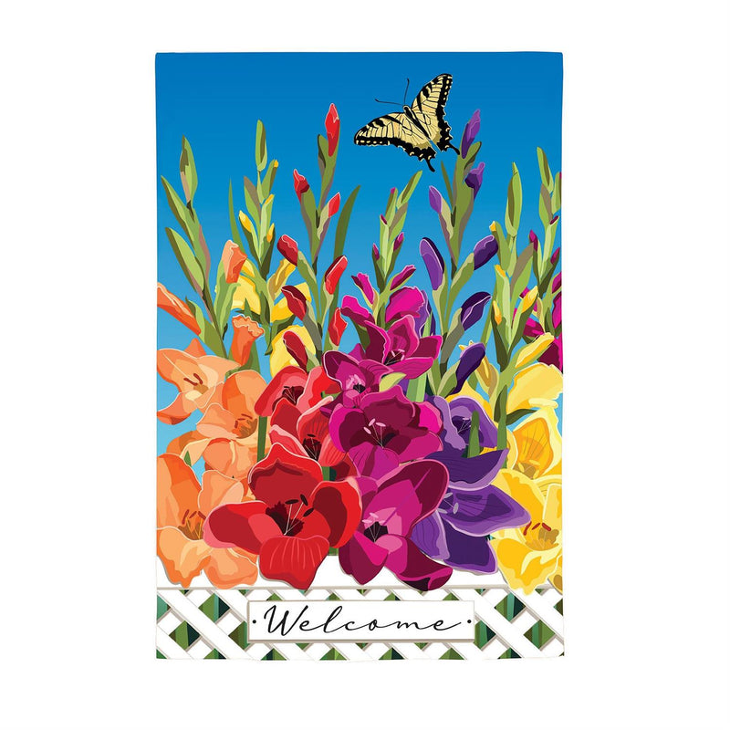 Gladiolus Garden Burlap House Flag