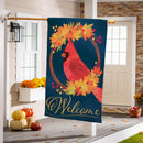 Fall Cardinal Wreath Burlap House Flag