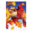 Couple Of Fall Cardinals Burlap House Flag