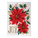 Joy Poinsettia Burlap House Flag