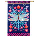 Patterned Dragonfly House Linen Flag