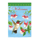 Hummingbird and Flowers Lustre House Flag