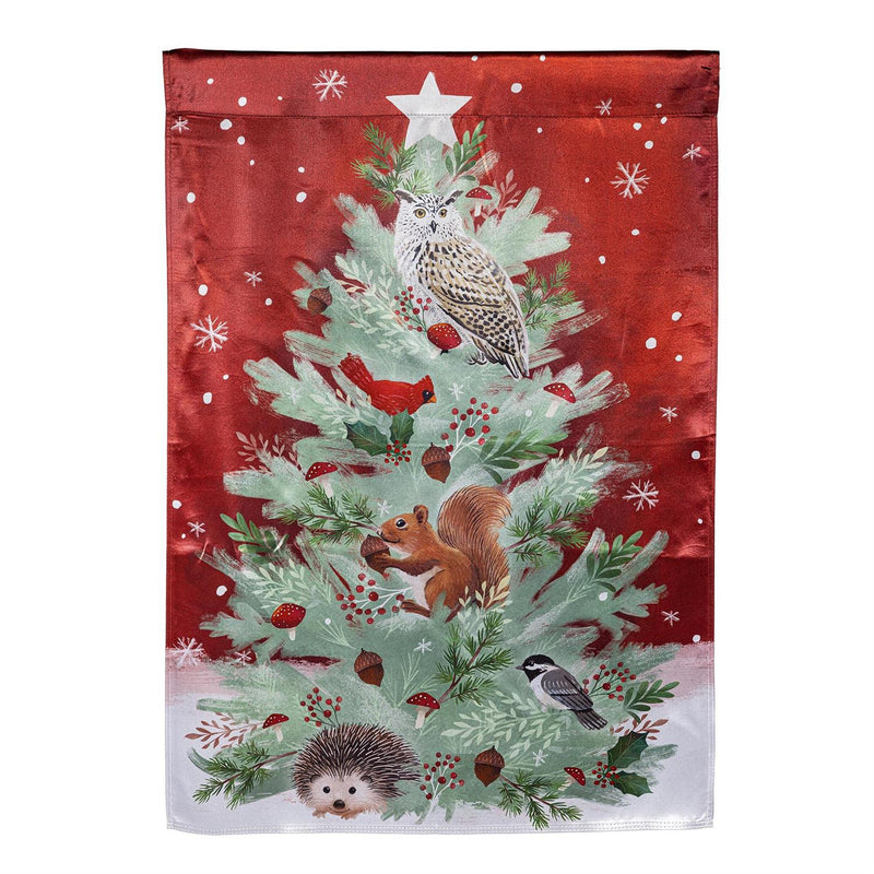Woodland Animal Christmas Tree Lustre House Flag