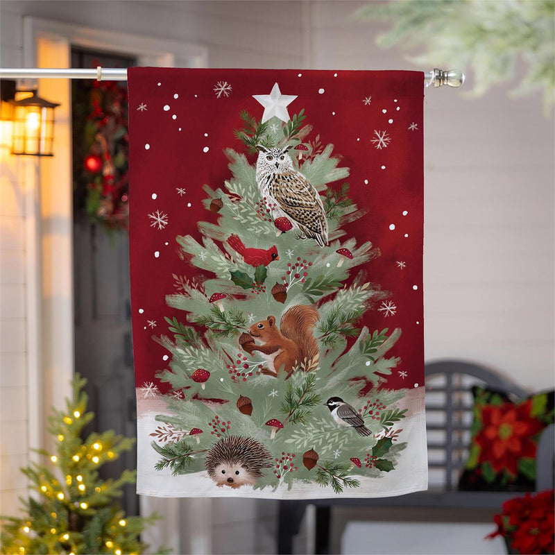 Woodland Animal Christmas Tree Lustre House Flag