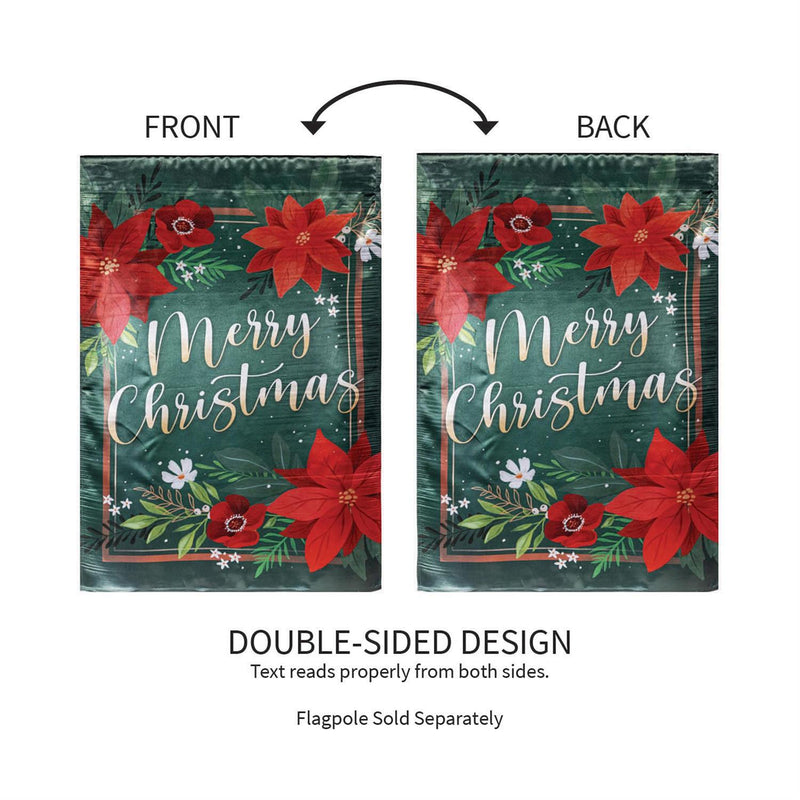 Floral Merry Christmas Lustre  House Flag